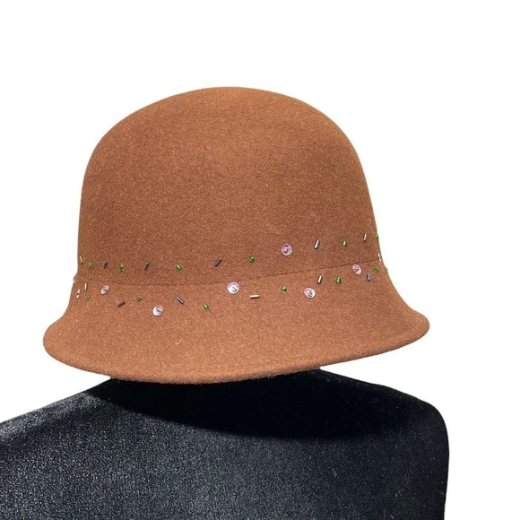 Brown Wool Hat Alessandra Bacci Firenze Made in Italy 100% wool